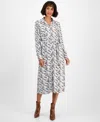 T Tahari Women's Horse-print Button-front Long-sleeve Dress In Multi