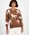 T Tahari Horse Pattern Sweater In Brown