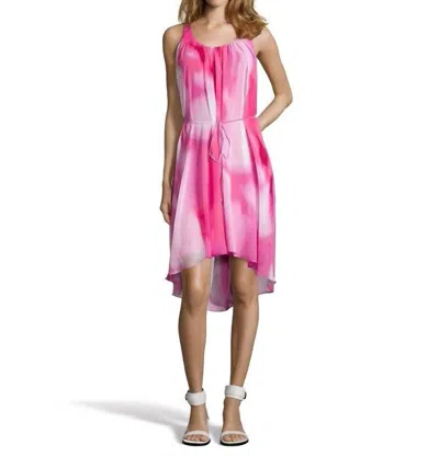 T Tahari Women Jane Chiffon Belted Sleeveless High-low Hem Layered Dress In Pink