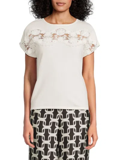 T Tahari Women's Lace-trim Top