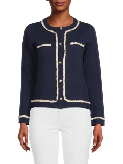 T TAHARI WOMEN'S LACE TRIMMED CARDIGAN