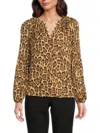 T Tahari Women's Leopard-print Button-front Blouse In Brown