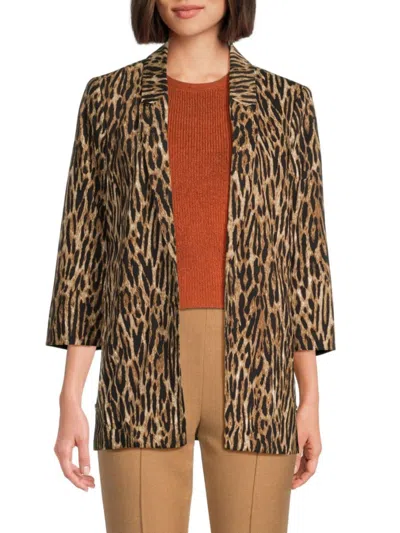 T Tahari Women's Leopard Print Jacket In Cheetah Print Brown