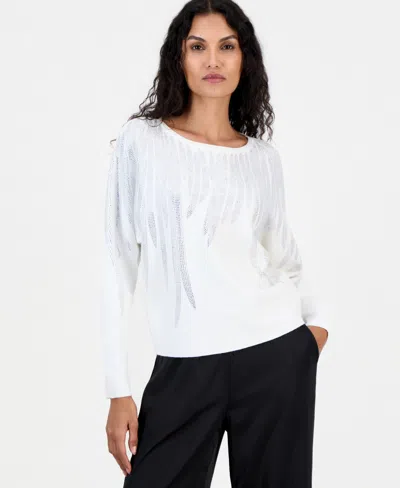 T Tahari Women's Long-sleeve Crewneck Dolman Sweater In Pattern