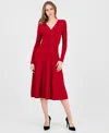 T Tahari Women's Metallic Wrap Fit & Flare Dress In Red