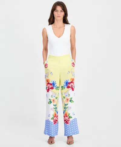 T TAHARI WOMEN'S MIXED-PRINT WIDE-LEG PULL-ON PANTS