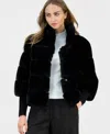 T Tahari Women's Mock Neck Faux-fur Jacket In Black