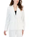 T Tahari Women's Notch-lapel One-button Blazer In White Star