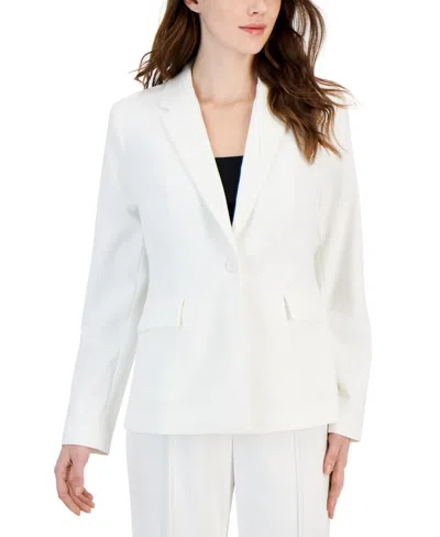T Tahari Women's Notch-lapel One-button Blazer In White Star