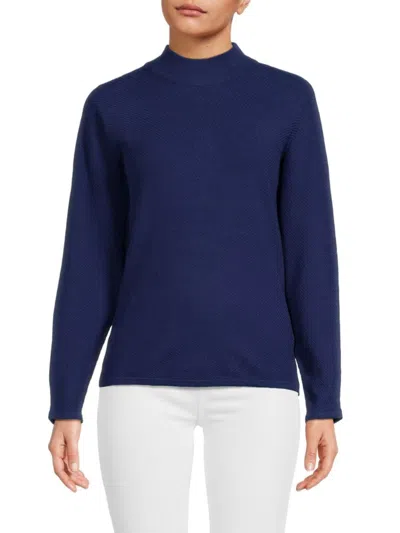 T Tahari Women's Patterned Mockneck Sweater In Blue