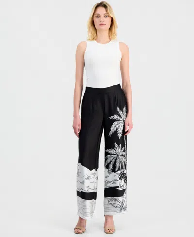 T Tahari Women's Placed Print High-rise Pants In Black