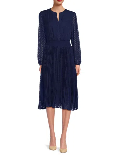 T Tahari Women's Pleated Midi Dress In Blue