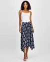T Tahari Women's Printed Asymmetrical Maxi Skirt In Honeycomb