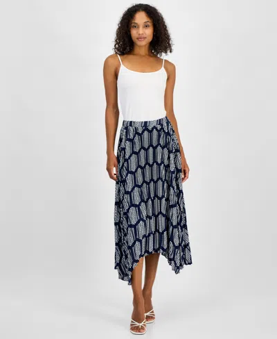 T Tahari Women's Printed Asymmetrical Maxi Skirt In Honeycomb