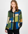T Tahari Women's Printed Button-front Blouse In Multi
