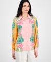 T Tahari Floral Blouse In Eternity Garden Print