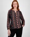 T Tahari Split Neck Blouse In Spanish Ga