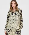 T Tahari Women's Printed Dolman-sleeve Blouse In Multi