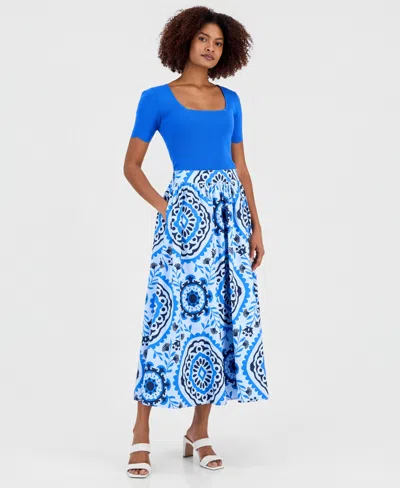 T Tahari Women's Printed Pull-on Midi Skirt