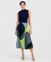 T Tahari Women's Pull-on Pleated Midi Skirt In Multi