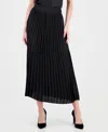 T Tahari Women's Pull-on Pleated Mixed-media Skirt In Black