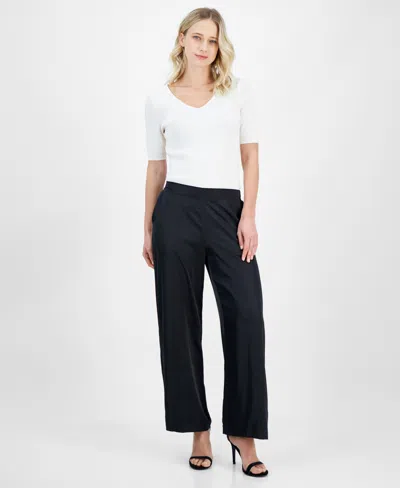 T Tahari Women's Pull-on Wide-leg Ankle Pants In Black