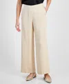 T Tahari Wide Leg Faux Suede Crop Pants In Champagne