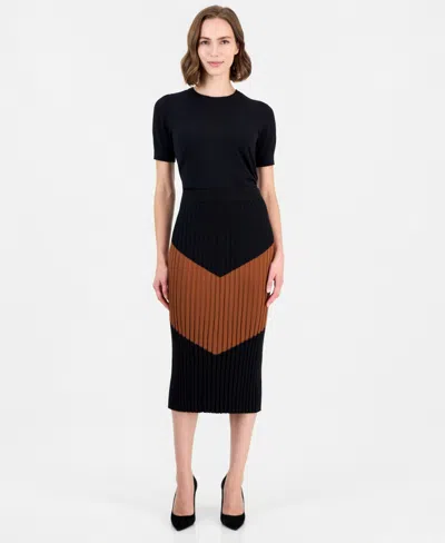 T Tahari Women's Pull-on High-waisted Midi Skirt In Multi