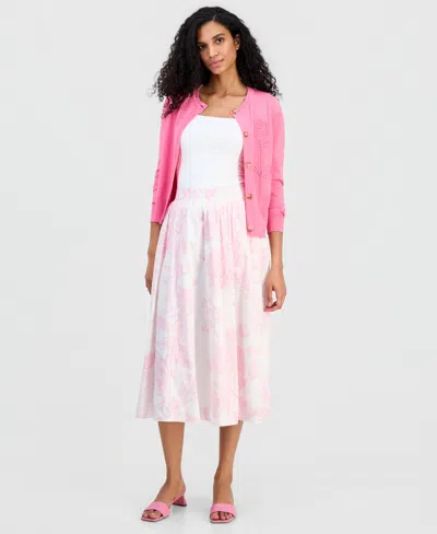 T Tahari Women's Pull-on Midi Skirt In Pink