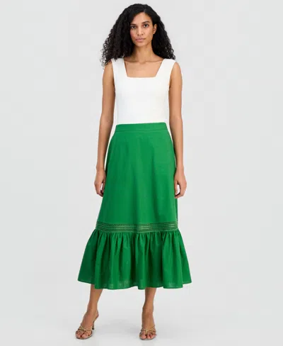 T Tahari Women's Pull-on Ruffled-hem Skirt In Green