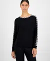 T Tahari Women's Ribbed Dolman-sleeve Sweater In Multi