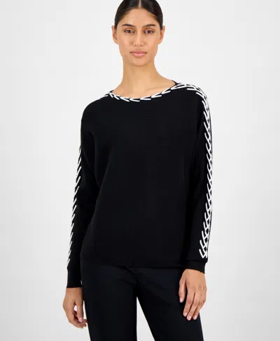 T Tahari Women's Ribbed Dolman-sleeve Sweater In Multi