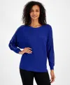T Tahari Chain Dolman Sleeve Boat Neck Sweater In Sapphire Sky