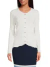 T Tahari Variegated Rib Curved Hem Sweater In White