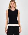 T Tahari Crewneck Colorblocked Sweater In Black