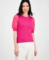 T Tahari Woven Top In Tulip Pink