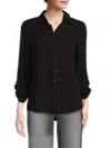 T Tahari Women's Ruched Sleeve Shirt In Black