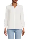 T Tahari Women's Ruched Sleeve Shirt In White Star