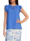 T Tahari Women's Ruffle-sleeve Tie-neck Crepe Blouse