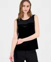 T Tahari Women's Sleeveless Mixed-media Top In Black