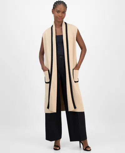 T TAHARI WOMEN'S SLEEVELESS OPEN-FRONT CARDIGAN