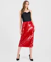 T Tahari Women's Slim-fit Sequin Midi Skirt In Blue