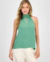 T Tahari Women's Solid Halter-neck Keyhole Blouse In Green