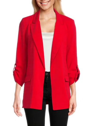 T Tahari Women's Solid Open Front Blazer In Red