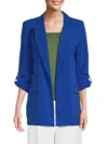 T Tahari Women's Solid Open Front Blazer In True Blue