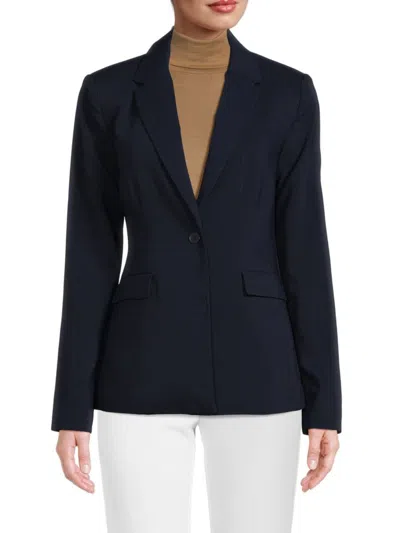 T Tahari Women's Solid Single Button Blazer In Navy