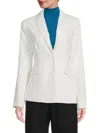 T Tahari Women's Solid Single Button Blazer In White