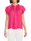 T Tahari Ruffled Sleeve Top In Tulip Pink