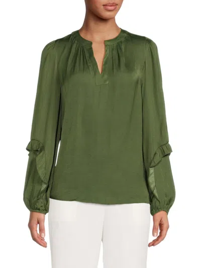 T Tahari Women's Split V-neck Blouse In Green