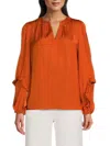 T Tahari Women's Split V-neck Blouse In Deep Fire